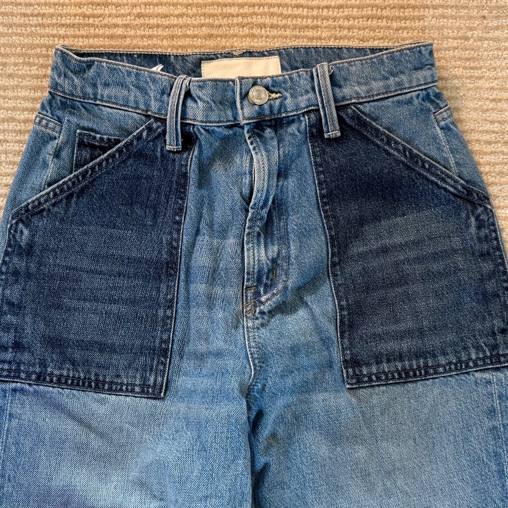 MOTHER The Patch Maven Heel Wide Leg  High Rise Jeans in Love Triangle Size 25